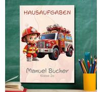 muckki.de Cahier de textes pompiers #2 DIN A5-48 feuilles avec nom et classe