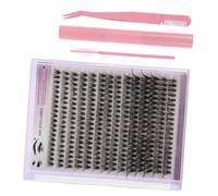 MUCKLILY 1 Ensemble Kit de Faux Cils Diy Outils de de Grappes de Cils Autocollants et Pince à Épiler pour Application à Domicile Outils Pratiques et Portables Rose