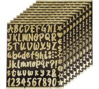 MUCKLILY 10 feuilles Autocollants Numéros Boîte Aux Lettres Réfléchissants Auto-adhésifs Dorés Pouce Lettres Alphabet Stickers pour Panneaux et Enseignes Extérieur Intérieur