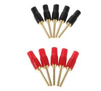 MUCKLILY 10 Pièces Connecteur de Câble pour Haut-Parleur Fiche Banane | Cuivre Plaqué Or, Gaine Pvc Isolée, Polarité Rouge et Noir, pour Installation Simple et Liaison Sûre