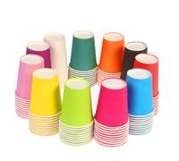 MUCKLILY 100 Pièces Couptions en papier colorées gobelet en papier de couleur unie tasses pour enfants bricolage tasses artisanales rouge