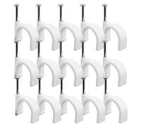 MUCKLILY 100 pièces Lot de Clips Câble Ronds avec Clous pour Fixation Murale Agrafes Fil Compatibles Large Bande Installation Rapide sur Murs Ciment Maintien Sécurisé sans Abîmer les