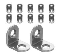 MUCKLILY 12 Équerres d'angle en Acier Inoxydable 90° L, Supports pour Étagères Bois, Petites Accolades en L 25x25x16 Mm Épaisseur 2 Mm, Fixation Angle Renforcée pour Meubles et Bricolage