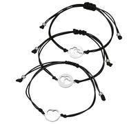 MUCKLILY 1Ensemble Bracelet Inoxydable Cœur Corde de Cire Bracelet Parent Élégant et Durable pour Toutes Occasions