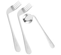 MUCKLILY 1Ensemble Ustensiles Ergonomiques pour Personnes Âgées Cuillère Coudée et Fourchette Courbée Acier Inoxydable Aide à Alimentation pour Patients Situation