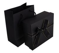 MUCKLILY 1ensembles Boîte Décorative Avec Nœud Ruban Coffret Rectangulaire Noir Pour De Lipstick Pour