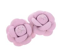 MUCKLILY 2 pièces Appliques Fleurs Cuir Synthétique Têtes de Fleurs Camélia DIY pour Décoration Polyvalente de Chaussures Sacs Coques de Téléphone Accessoires Créatifs Violet