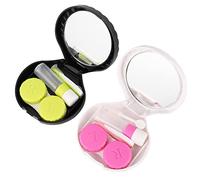 MUCKLILY 2 pièces Boîte de Rangement pour Lentilles de Contact de Plastique Créatif Noir Blanc Étui Pratique pour Filles et Antidérapant pour Voyager et Activités Extérieures