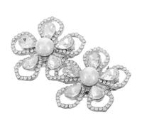 MUCKLILY 2 Pièces Boucle de Chaussure Fleur à Cinq Pétales Détachable | Alliage de Zinc Argenté, Clips pour Événements en Soirée et Réunions, Protège la Surface, Anti-usure