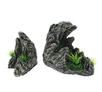 MUCKLILY 2 Pièces Décoration D'aquarium en Résine, Abri de Montagne | Cachette Sous-marine, pour Aquarium et Bac à Poissons, Style Paysage Rocheux, Accessoire Décoratif