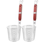 MUCKLILY 2 Pièces Passoire Araignée Inox avec Manche Bois Long Tamis Évier Résistant Panier Vidange pour Cuisine Maison et Restaurant