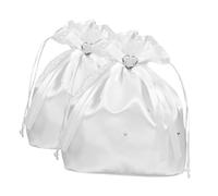 MUCKLILY 2 Pièces Sac de Mariage Satin pour Mariée Pochette Blanche avec Cœur et Lanière Sac Dsoirée pour Cérémonies Occidentales