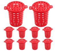 MUCKLILY 20pcs Cage à Appâts pour Crevettes en Plastique Rouge, Casiers à Crabes de Pêche, Diffusion D'odeur Optimisée, Assemblage Facile, pour Pêche en Plein Air et Étangs Familiaux