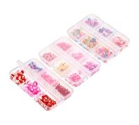 MUCKLILY 3 Boîtes de Breloques de Manucure Soi-même en Pâte Polymère, 6 Compartiments, Décorations Autocollantes Cœur et Gourmandises, Accessoires Nail Art Saint-valentin pour Décoration