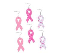 MUCKLILY 3 paires Boucles Oreilles Ruban Cuir pour Sensibilisation Au Cancer Sein Pendantes pour Femmes Design et Chic Accessoires de Santé Féminine