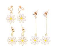 MUCKLILY 3 Paires de Boucles d'Oreilles Marguerite pour Femmes Fleurs Délicates en Alliage Solide Finition Émaillée Colorée Bijoux Légers et Confortables Ensemble Polyvalent pour Usage