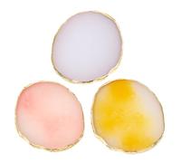 MUCKLILY 3 Pcs Palette de Manucure en Résine Bord Doré pour Mélange de Vernis à Ongles et Nail Art - pour Artistes Mobiles et Usage DIY