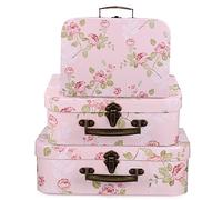 MUCKLILY 3 pièces Boîte de Rangement Carton Floral Ensemble de Valises Décoratives avec Poignées Métalliques pour Mariages Anniversaires et Événements Spéciaux