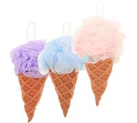 MUCKLILY 3 pièces Éponge de Bain Crème Glacée Exfoliante Douce et Absorbante Boules Colorées pour Corps Adultes et Bébés Épurateur Peau