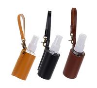 MUCKLILY 3 Pièces Flacon de Voyage avec Étuis PU Bouteilles de Parfum Réutilisables pour Cosmétiques Shampooing Lotion Pratique et Élégant Noir Marron Foncé Jaune
