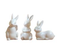 MUCKLILY 3 Pièces Ornement De Lapin en Céramique Figurine De Lapin en Céramique Statue De Lapin De Pâques Décorations d'animaux De Bureau Décorations De Cupcake Statues D'Extérieur