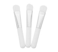 MUCKLILY 3 pièces Pinceaux Applicateurs pour Masque Facial Brosses de Maquillage Bois Blanc avec Tête Silicone Outils Réutilisables pour Application de Masques Boue et Soins Peau