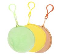 MUCKLILY 3 pièces Porte-Monnaie zippé Peluche Petit Sac Rond pour Enfants léger et Compact avec Boucle Rangement écouteurs 3 pcs Jaune Marron chacun 1 pcs