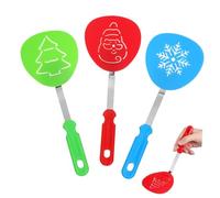 MUCKLILY 3 Pièces Ustensiles de Cuisine Noël Nylon à Usure Spatules Ergonomiques Antiadhésives avec Motifs Père Noël Sapin et Flocon pour Wok et Cuisson Quotidienne
