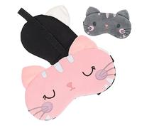 MUCKLILY 3Pièces Masque de Carton Chat Bande Élastique pour Optimal pour Lumière Parfait pour Pyjama Facile à Transporter