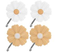 MUCKLILY 4 pièces Lot de Crochets Muraux Autocollants Décoratifs Forme de Petite Marguerite Supports Robustes pour Chambre Cuisine Salle de Bain et Rangement Polyvalent Couleur Aléatoire
