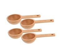 MUCKLILY 4 Pièces Lot de Cuillères à Mesurer de Hêtre pour Café Thé et Épices Cuillères Doseuses pour Cuisine et Pâtisserie