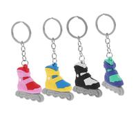MUCKLILY 4 pièces Porte Clés Patin à Roulettes Pendentifs Décoratifs Colorés Jaune Noir Bleu Rose Accessoires Kawaii Réalistes pour Sacs et Clés