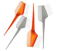 MUCKLILY 4 pièces Set de Brosses à Teinture Double-face pour Coloration des Cheveux Poils Doux et Peigne Poignée Antidérapante Outil Professionnel pour Coiffeurs Argentées Marron