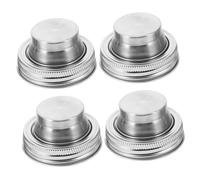 MUCKLILY 4pièces Couvercles Acier Inoxydable pour Bocaux Lot de Couvercles Réutilisables pour Jarres à Ouverture Régulière pour Épices Farine Et Sucre