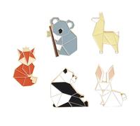 MUCKLILY 5 pièces Broches Animalesques Alliage Badges Décoratifs Animaux Kawaii pour Vêtements Épingles Créatives Origami Renard Rouge Panda Lapin Accessoires Mode pour Fête et Usage