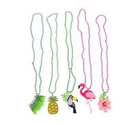 MUCKLILY 5 Pièces Collier Hawaïen Perles de Fleurs Ananas Flamant Plus pour Thèmes Tropicaux