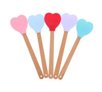 MUCKLILY 5 Pièces Spatule en forme de coeur en silicone anti-strict ustensiles de cuisine cœur cuire cuillères en bois pour cuisiner spatule en silicone de qualité alimentaire Gel de silice