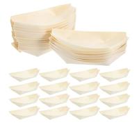 MUCKLILY 50 Assiettes en Bois de Bateau 15 CM Jetables pour Sushi et Hot-Dogs Plateaux Service Restauration Emballage Pratique pour Événements et Vente à Emporter
