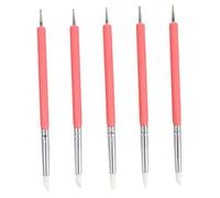MUCKLILY 5pièces Pinceaux Ongles Double Embouts Dotting Pen Silicone Stylo Nail Art Liner Brosse Gel Pour Salon Et Maison Pack Rose