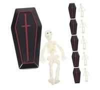 MUCKLILY 6 ensembles Mini Squelettes Cercueil pour Décoration Halloween Ornements de Table Réalistes pour et Blagues Figurines Petites et Polyvalentes pour Maison et Événements