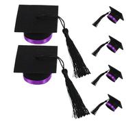 MUCKLILY 6 Pièces Mini Chapeaux de Doctorat Décoratifs pour Bouteilles Accessoires Graduation pour Événements Festifs Décoration de Bouquets