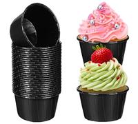 MUCKLILY 60 Pièces Tasse à Gâteau en Papier Noir Résistant à 230°c, Accessoires pour Moules à Pâtisserie Anti-huile, pour Snacks et Boutique de Desserts