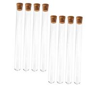 MUCKLILY 8pièces Tubes à Essai Verre Solide Tubes De Bouchons Bois Pour Activités Scientifiques Et Décoration De Gousses De Vanille