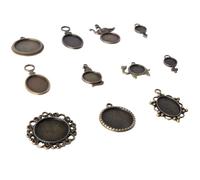 MUCKLILY 9 Pièces Plateaux Vierges en Alliage pour Base de Pendentif, Tailles Variées, Supports de Médaillons à Sertir pour Fabrication de Bijoux Camée, Accessoires DIY Plusieurs styles