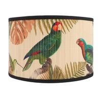 MUCKLILY Abat-Jour en Bambou Naturel Suspendu Lampe Suspendue Décorative Abat-Jour de Plafonnier Motif Rétro Style Vintage Diamètre Moyen Éclairage Doux pour Intérieur