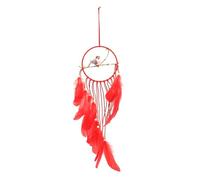 MUCKLILY Attrape-Rêves Tissé en Coton et Corde de Fer, Décoration Murale Macramé Rouge Oiseau Romantique, à Suspendre Bohème pour Salon, Chambre et Jardin, Tenture Murale Artisanale