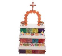 MUCKLILY Autel en Bois du Jour des Morts, Kit Décoratif 3 Niveaux | Bois, Structure Ajustable à Étagères, pour Offrandes, Bannières et Pan de Muerto Lors D'événements Mexicains