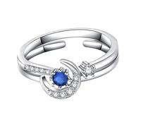 MUCKLILY Bague Délicate en Argenté Motifs Étoile et Lune Bague Ouverte Réglable Romantique pour Femme Chic pour Fiançailles Fêtes et Usage Quotidien