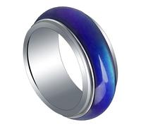 MUCKLILY Bague pour Homme en Cuivre 8Mm à Changement de Couleur Selon la Température, Anneau de Mode Créatif pour Anniversaires et Présents