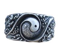 MUCKLILY Bague Taoïste Rétro en Cuivre, Anneau Esthétique pour Homme, Accessoire Feng Shui, Bijoux Unisexe, Style Ancien, Bague Petite Taille, Usage Quotidien et Cérémonies